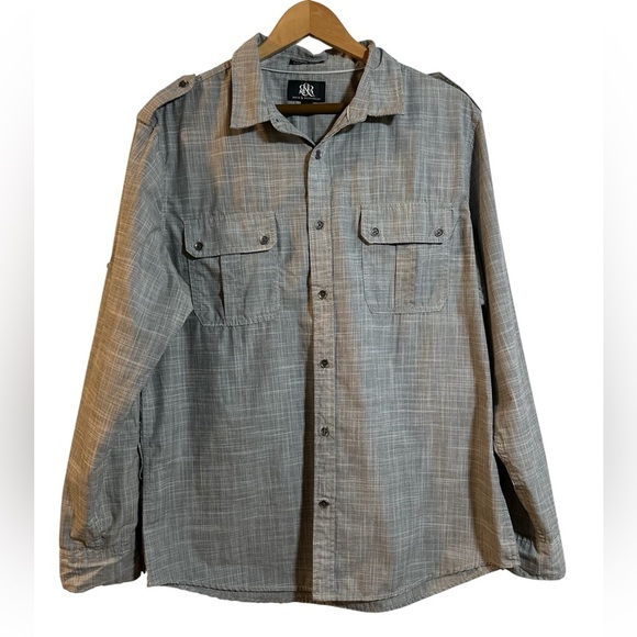 Rock & Republic Gray Lightweight Button Down Shirt - Picture 1 of 4